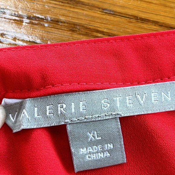 Valerie Stevens red blouse with velvet detail on front. Size XL. V-Neck. - Picture 6 of 11